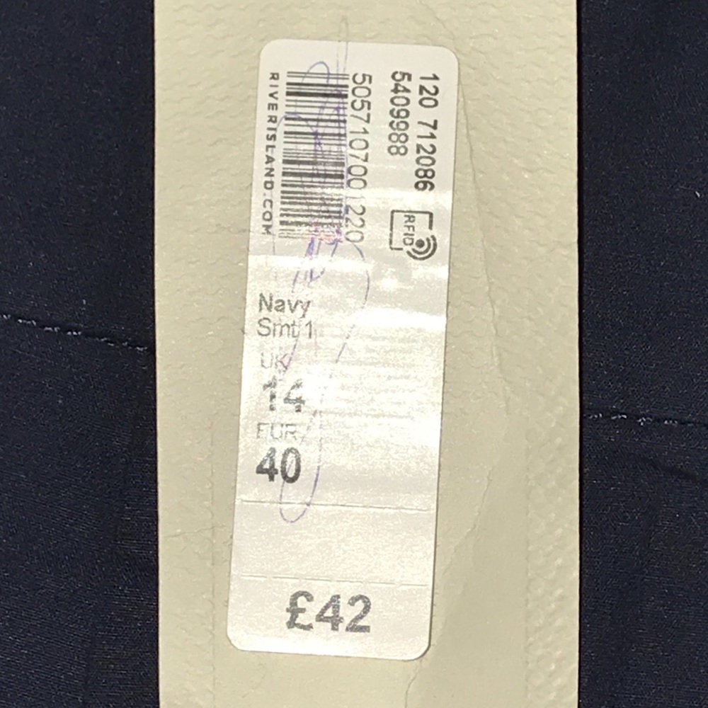 River Island blue ruffle Capri pants size 10 NWT‎ - Picture 6 of 8